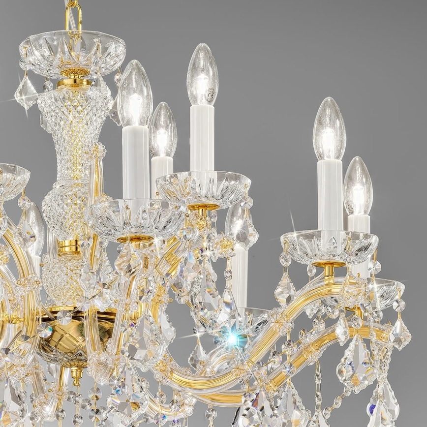 Kolarz 3149.88+4.3.KoT - Kristallen hanglamp aan een ketting MARIA LOUISE 12xE14/40W/230V 24K goud