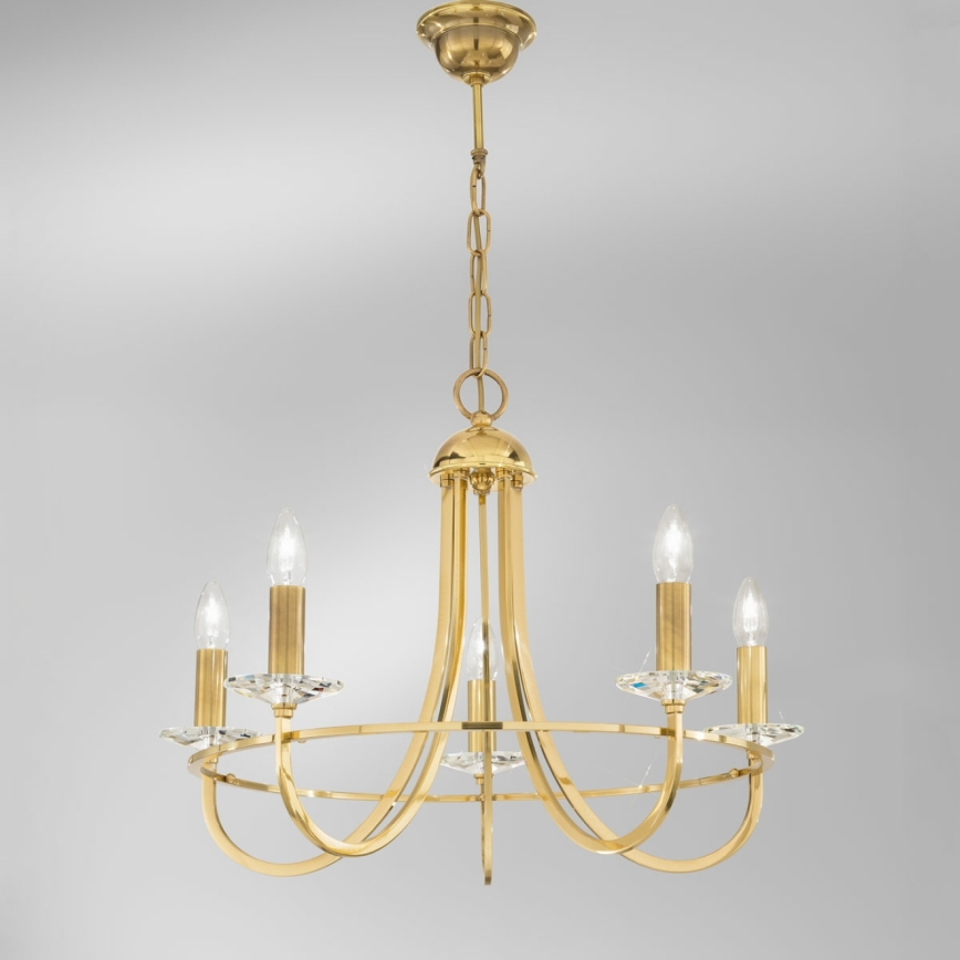 Kolarz 330.85.8C - Kristallen hanglamp aan een ketting IMPERIAL 5xE14/60W/230V goud