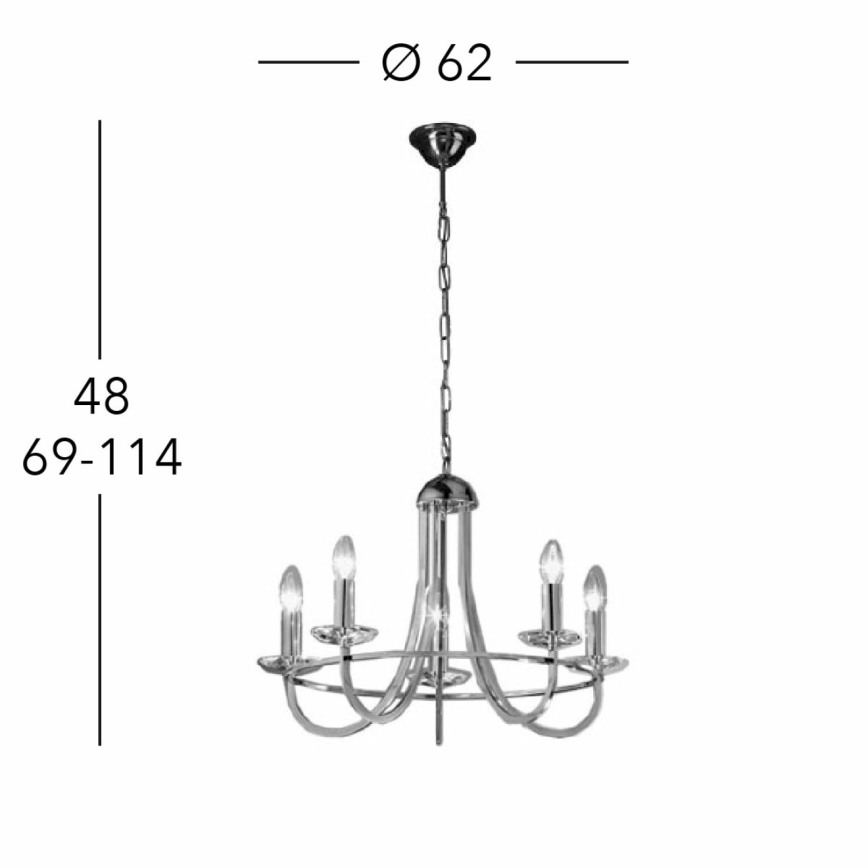 Kolarz 330.85.8C - Kristallen hanglamp aan een ketting IMPERIAL 5xE14/60W/230V goud