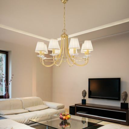 Kolarz 330.88.8C - Suspension chaîne en cristal IMPERIAL 8xE14/60W/230V doré