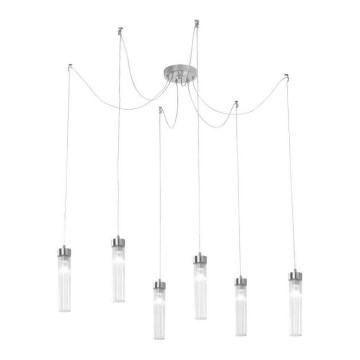 Kolarz 6009.30650 - Hanglamp aan een koord RAGGIO 6xE14/25W/230V spin zilver