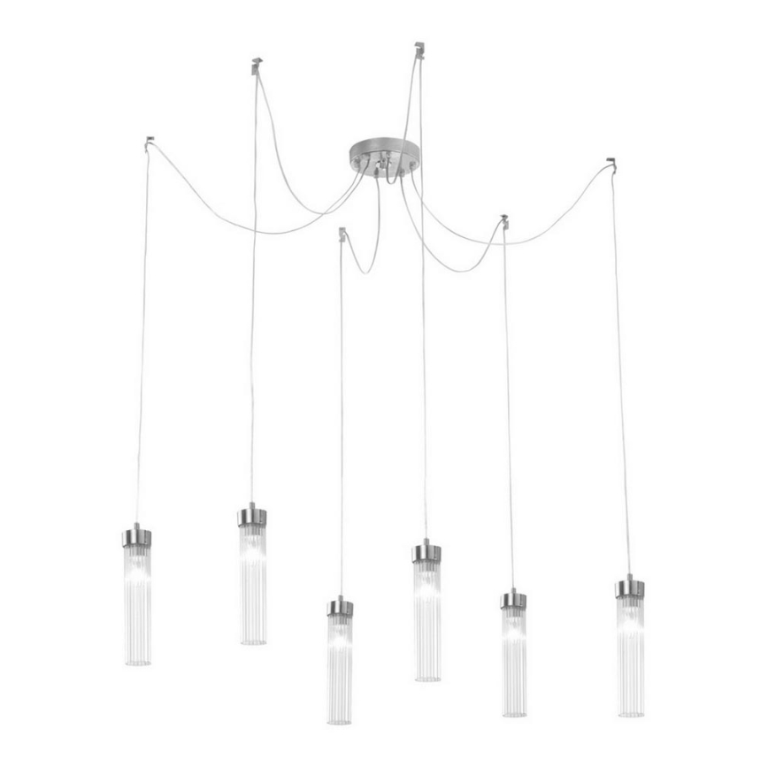 Kolarz 6009.30650 - Hanglamp aan een koord RAGGIO 6xE14/25W/230V spin zilver