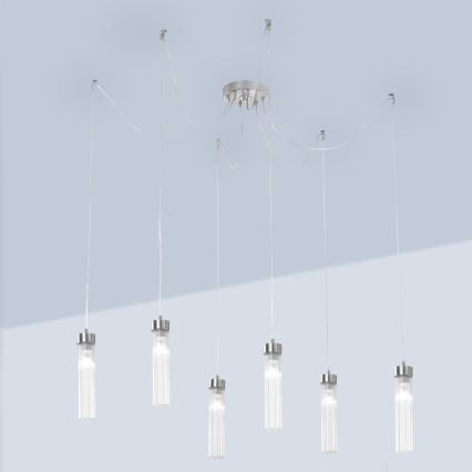 Kolarz 6009.30650 - Hanglamp aan een koord RAGGIO 6xE14/25W/230V spin zilver