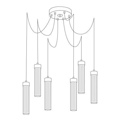 Kolarz 6009.30650 - Hanglamp aan een koord RAGGIO 6xE14/25W/230V spin zilver