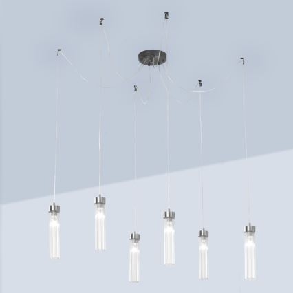 Kolarz 6009.30660 - Hanglamp aan een koord RAGGIO 6xE14/25W/230V spin mat chroom