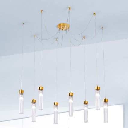 Kolarz 6009.30830 - Hanglamp aan een koord RAGGIO 8xE14/25W/230V spin 24K goud