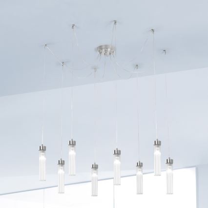 Kolarz 6009.30850 - Hanglamp aan een koord RAGGIO 8xE14/25W/230V spin zilver