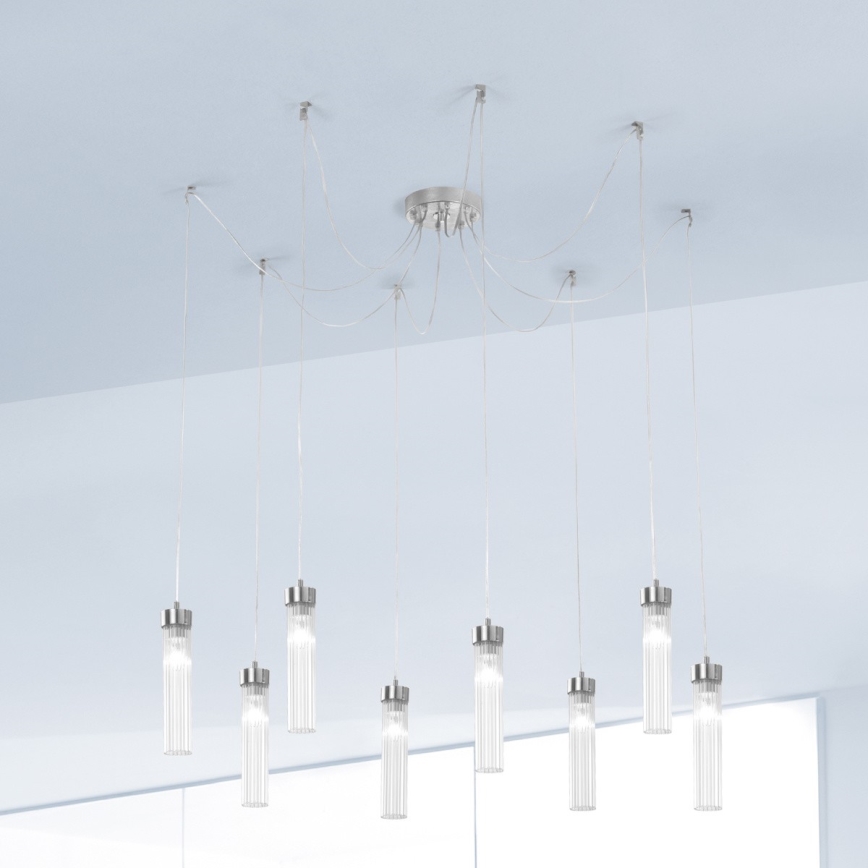 Kolarz 6009.30850 - Hanglamp aan een koord RAGGIO 8xE14/25W/230V spin zilver