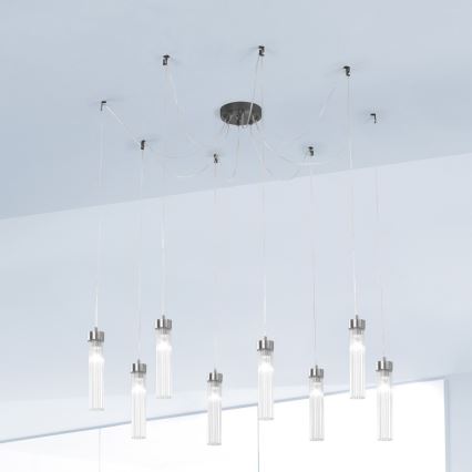 Kolarz 6009.30860 - Hanglamp aan een koord RAGGIO 8xE14/25W/230V spin mat chroom