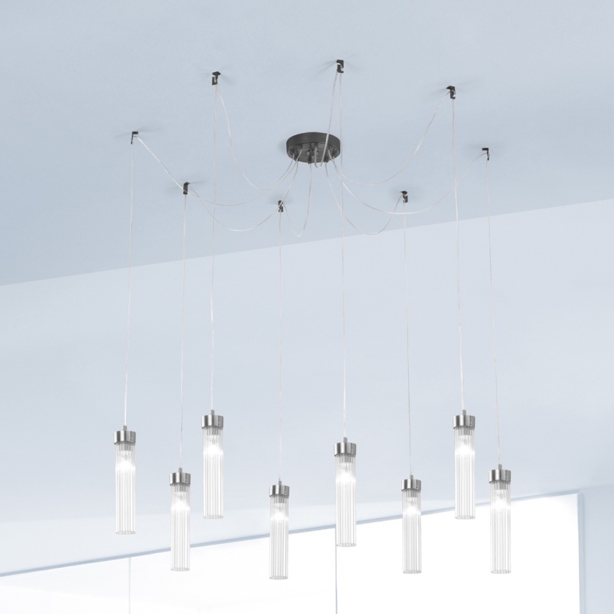 Kolarz 6009.30860 - Hanglamp aan een koord RAGGIO 8xE14/25W/230V spin mat chroom