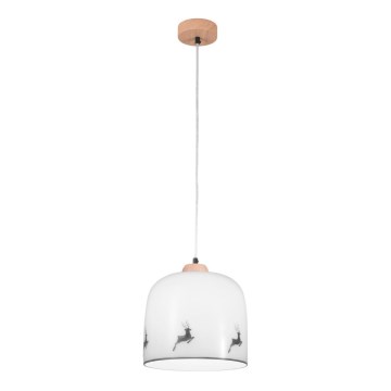 Kolarz A1352.31.Gr.100 - Suspension filaire NONNA 1xE27/60W/230V cerf chêne/blanc/gris