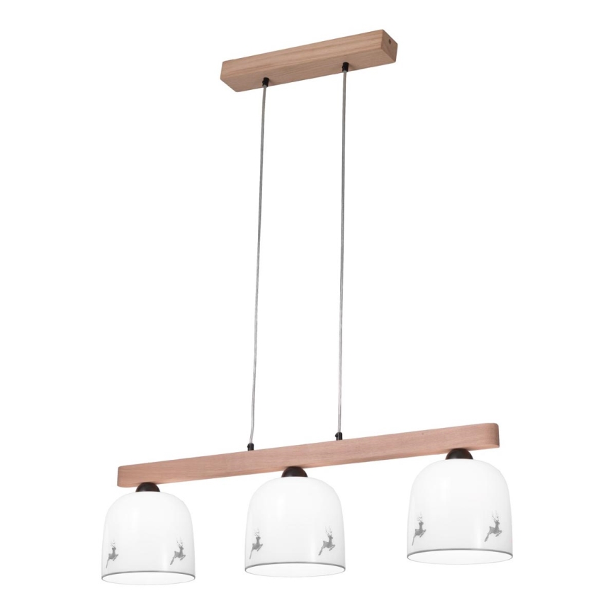 Kolarz A1352.83.Gr.100 - Suspension filaire NONNA 3xE27/60W/230V cerf chêne/blanc/gris