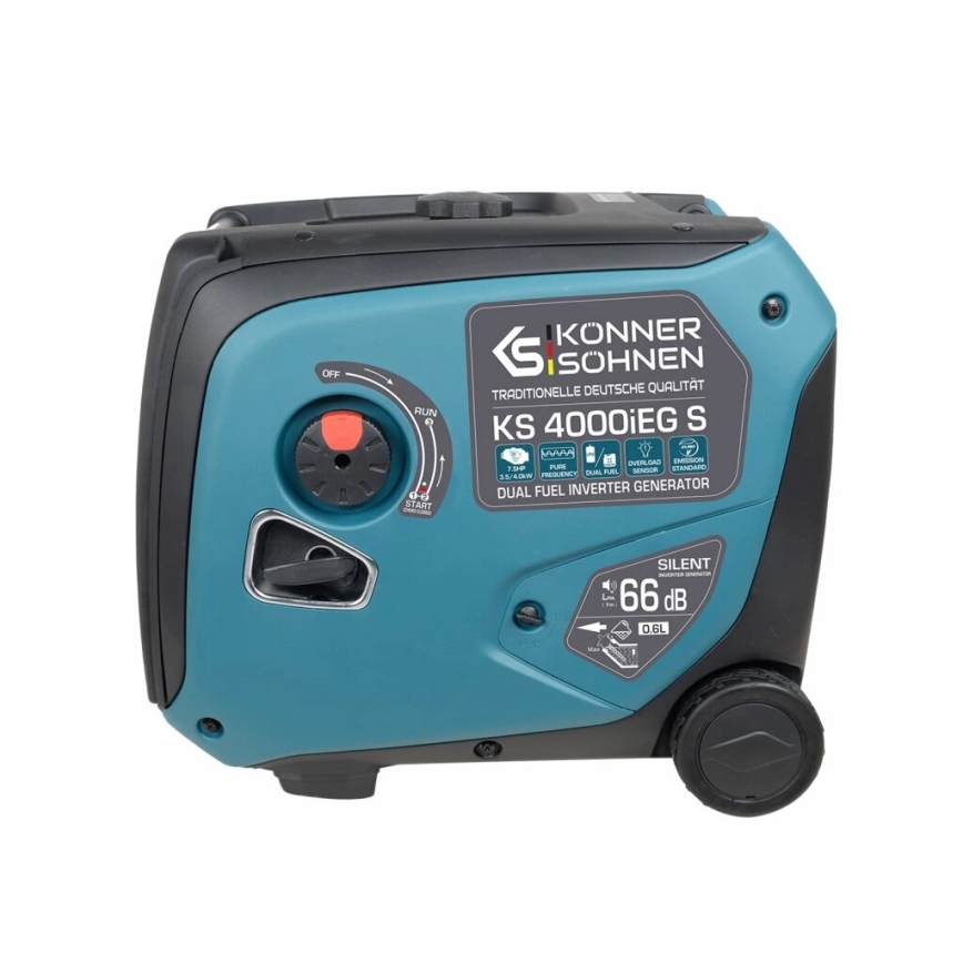 Könner & Söhnen 5106 - Générateur électrique à onduleur au gaz et à l'essence KS 4000iEG S 4000W