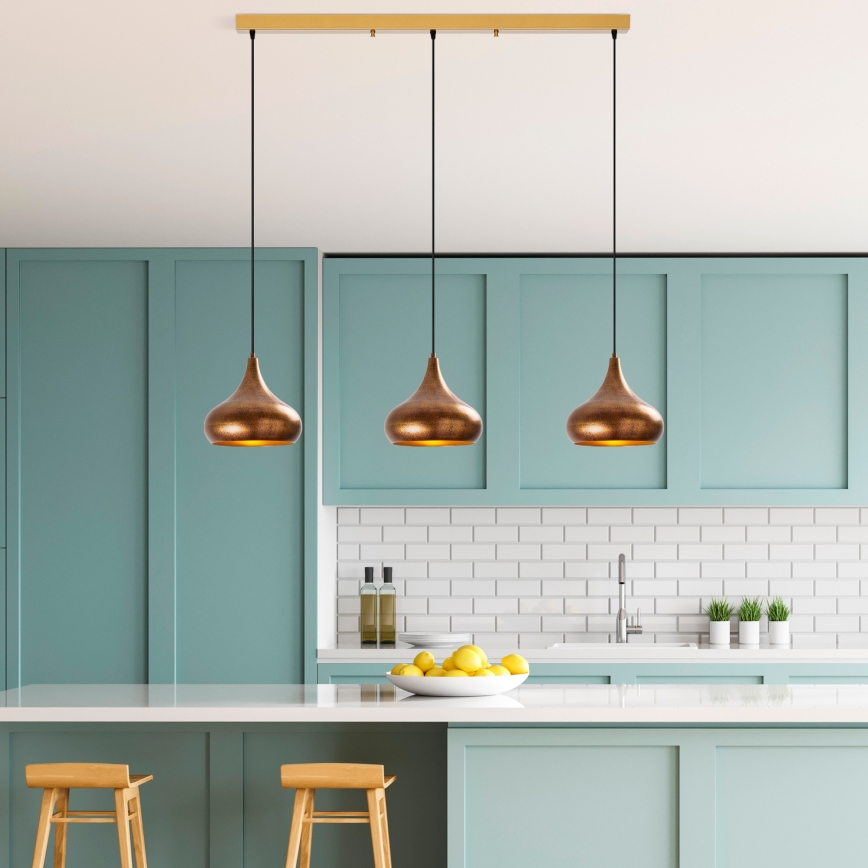 Koperen hanglamp aan snoer MUBA 3xE27/40W/230V