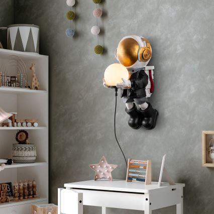 Koperen kinderwandlamp ASTRONAUT 1xE14/40W/230V