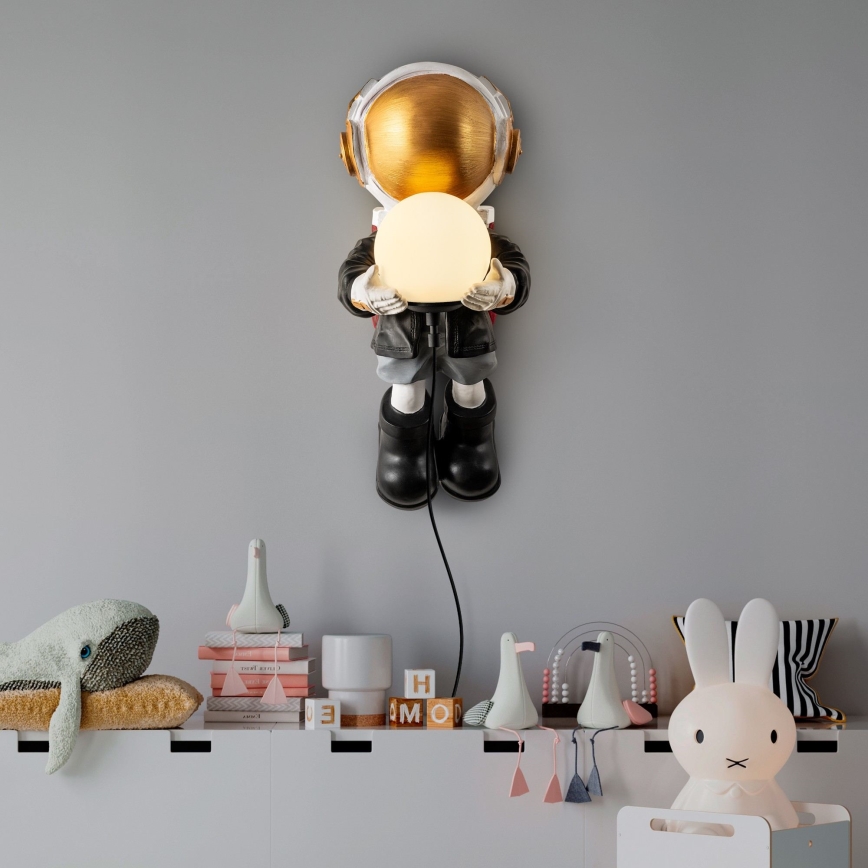 Koperen kinderwandlamp ASTRONAUT 1xE14/40W/230V