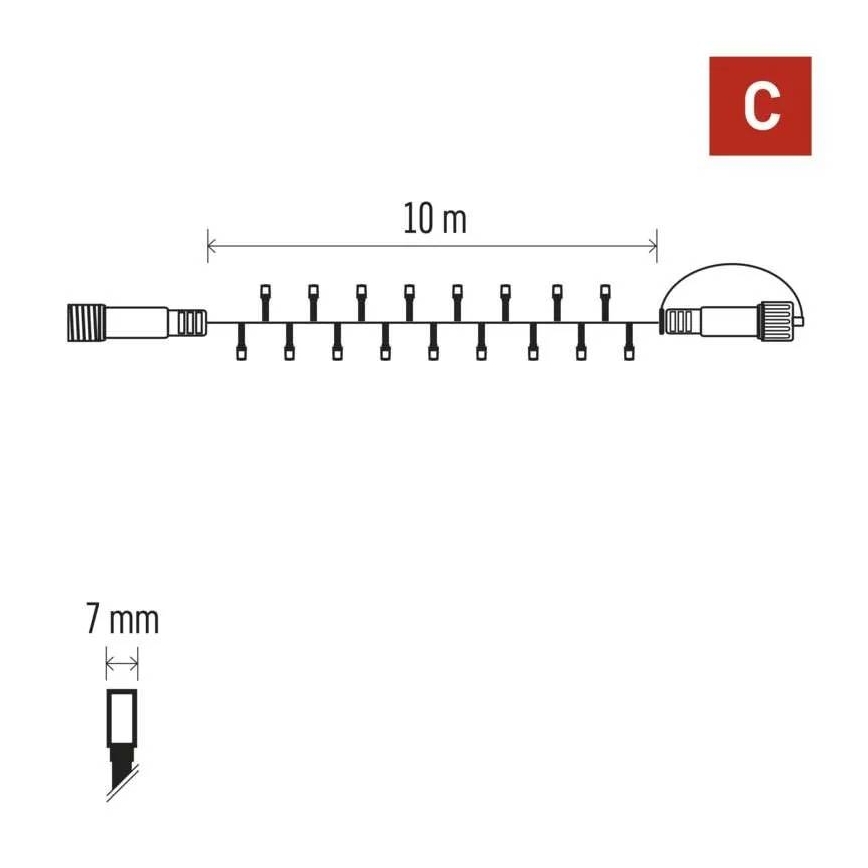 Koppelbare lichtsnoer 100xLED/10m IP44 koelwit zwart