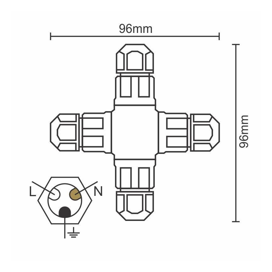 Koppelstuk connector C20A/WP/3x1,5/4