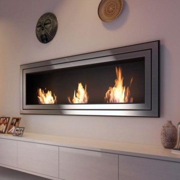 Kratki - Cheminée encastrée BIO 65x180 cm 3x2,5kW chrome brillant
