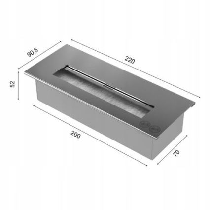 Kratki - Cheminée encastrée BIO 40x120 cm 3x1,1kW noir