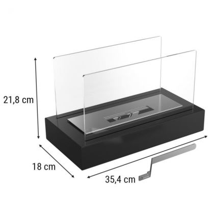 Kratki - BIO-open haard 21,8x35,4 cm 1kW zwart