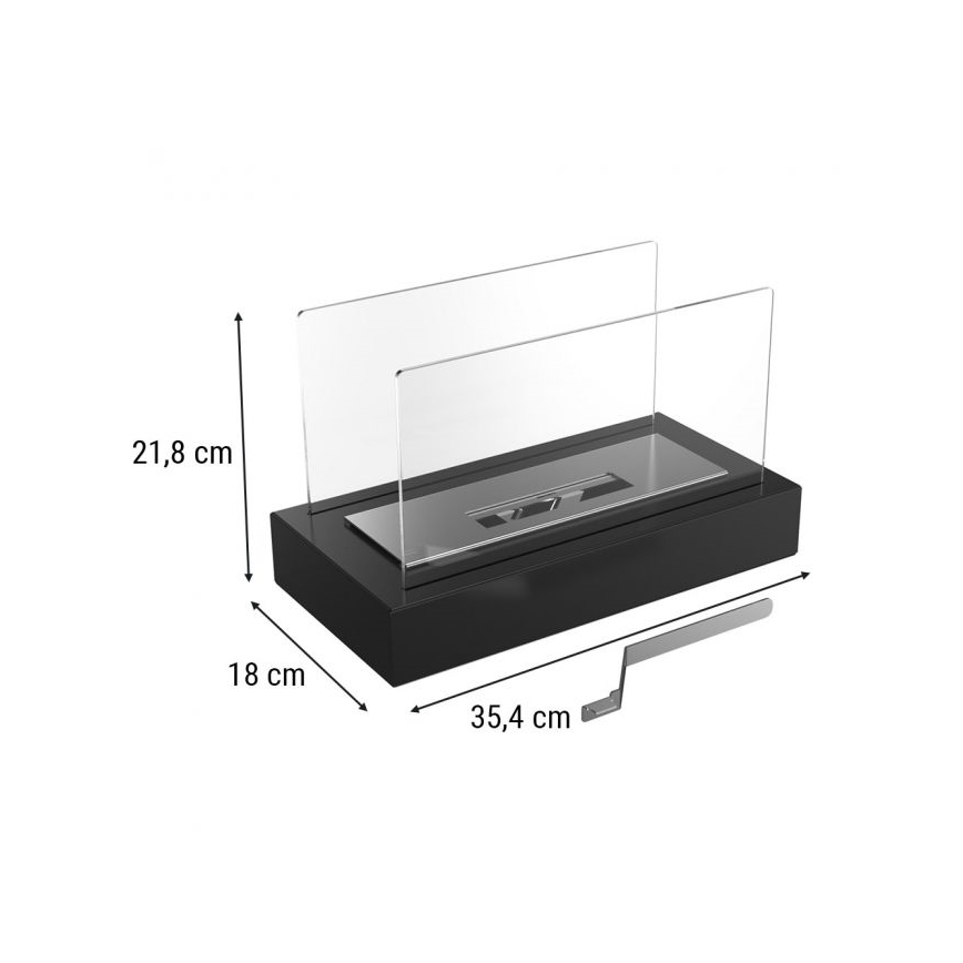Kratki - BIO-open haard 21,8x35,4 cm 1kW zwart