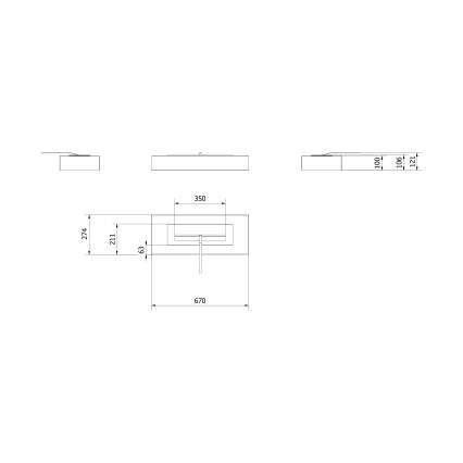 Kratki - BIO-open haard 10x67 cm 3kW zwart