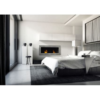 Kratki - Cheminée encastrée BIO 65x180 cm 3x2,5kW chrome brillant
