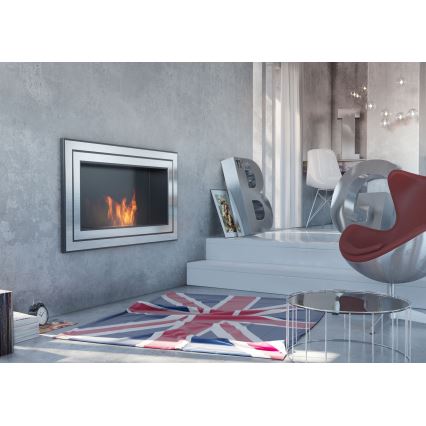Kratki - Cheminée encastrée BIO 65x180 cm 3x2,5kW chrome brillant
