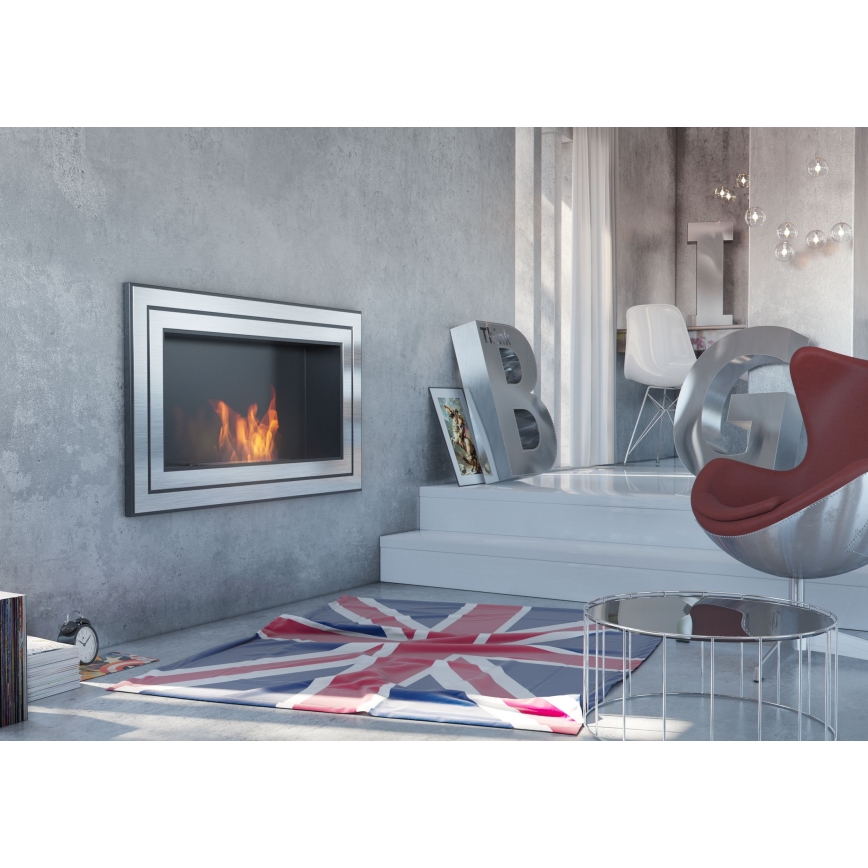 Kratki - Cheminée encastrée BIO 65x180 cm 3x2,5kW chrome brillant