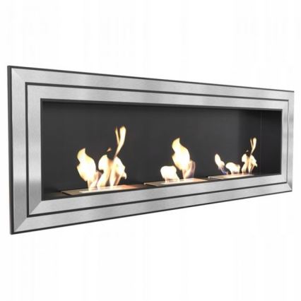 Kratki - Cheminée encastrée BIO 65x180 cm 3x2,5kW chrome brillant