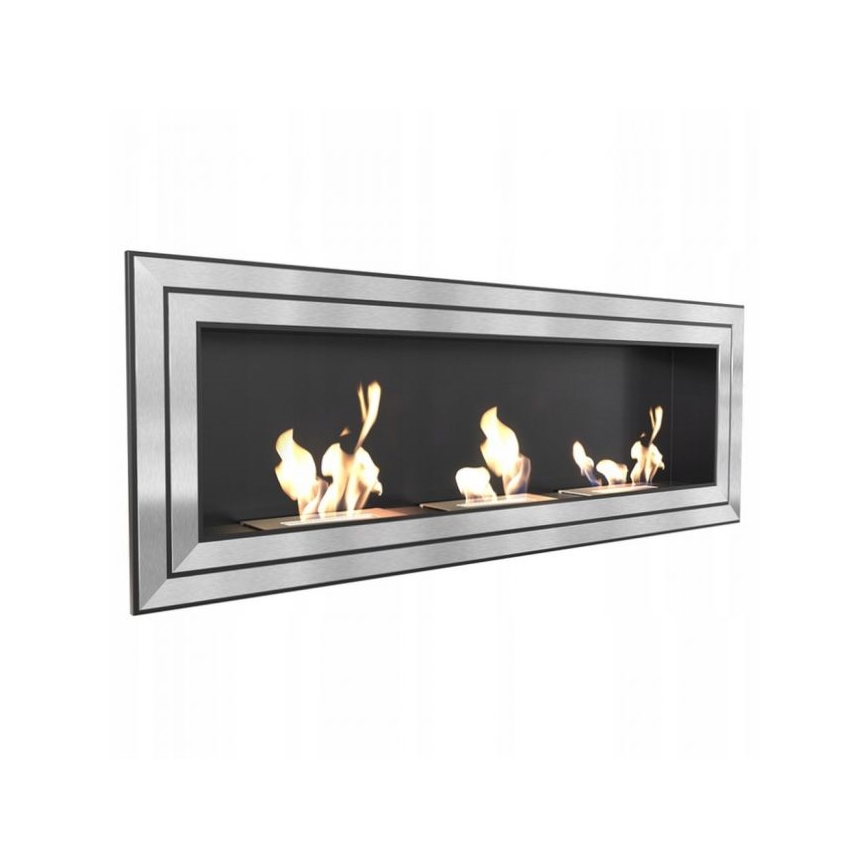 Kratki - Cheminée encastrée BIO 65x180 cm 3x2,5kW chrome brillant