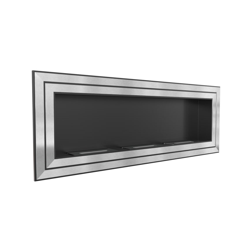 Kratki - Cheminée encastrée BIO 65x180 cm 3x2,5kW chrome brillant