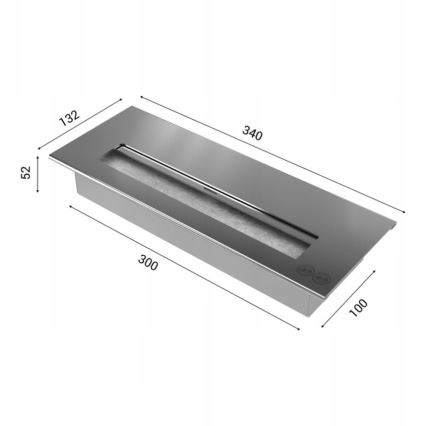 Kratki - Cheminée encastrée BIO 65x180 cm 3x2,5kW chrome