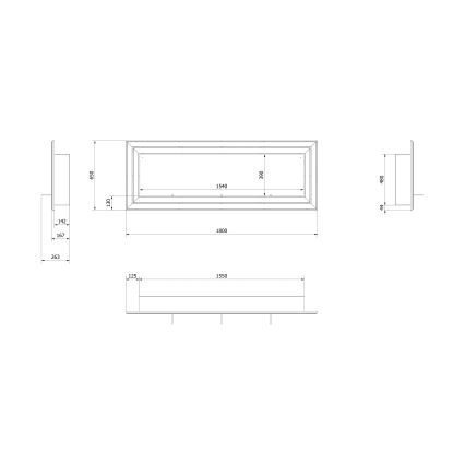Kratki - Cheminée encastrée BIO 65x180 cm 3x2,5kW chrome brillant