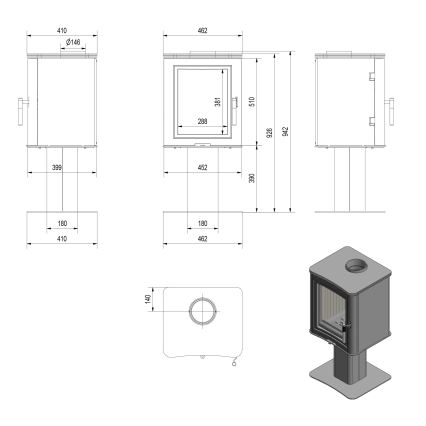 Kratki - Cheminée en acier 7kW 150mm