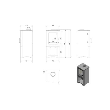 Kratki - Cheminée en acier 7kW 150mm