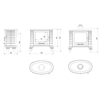 Kratki - Gietijzeren open haard 9kW 130 mm