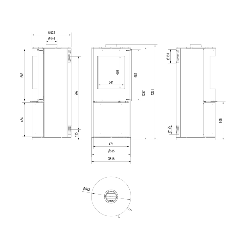 Kratki - Cheminée en acier 9kW 150mm