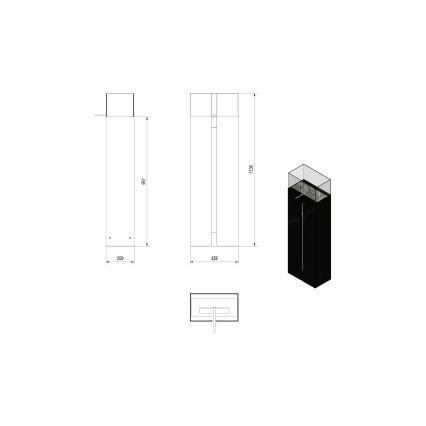 Kratki - Cheminée BIO 113,6x35,9 cm 2kW noir