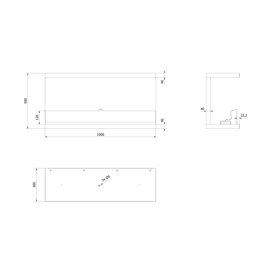 Kratki - Cheminée encastrée BIO 50x100 cm 3,5 kW noir