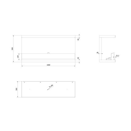 Kratki - Inbouw BIO-open haard 50x100 cm 7kW zwart