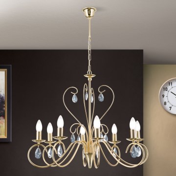 Kristallen hanglamp aan een ketting ALESSIA 8xE14/40W/230V goud