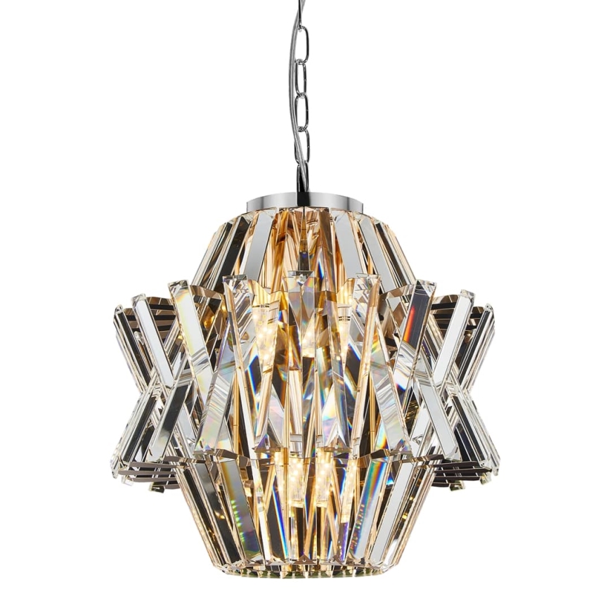 Kristallen hanglamp aan een ketting CROWN 4xE14/40W/230V glanzend chroom