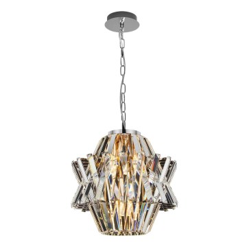 Kristallen hanglamp aan een ketting CROWN 4xE14/40W/230V glanzend chroom