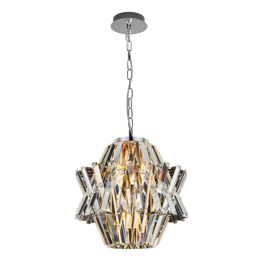 Kristallen hanglamp aan een ketting CROWN 4xE14/40W/230V glanzend chroom