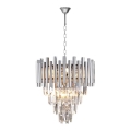Kristallen hanglamp aan een ketting MADISON 9xE14/40W/230V glanzend chroom
