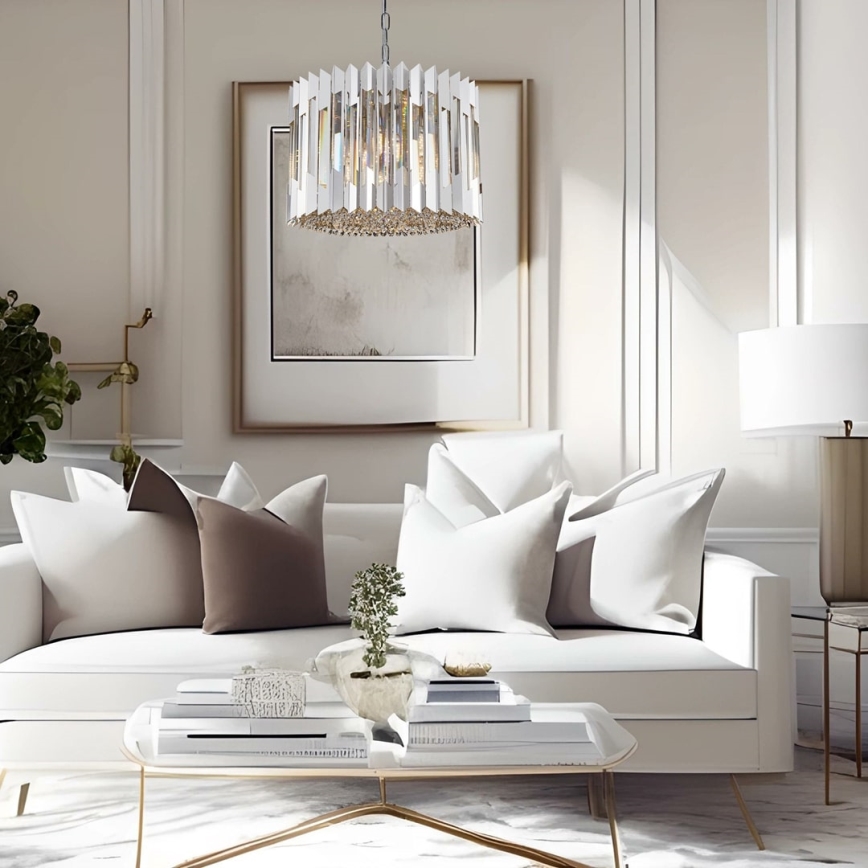 Kristallen hanglamp aan een ketting RITZ 7xE14/40W/230V glanzend chroom