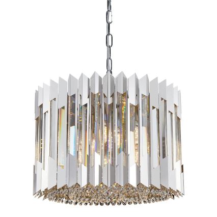 Kristallen hanglamp aan een ketting RITZ 7xE14/40W/230V glanzend chroom