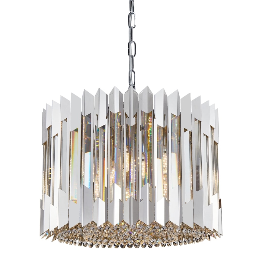 Kristallen hanglamp aan een ketting RITZ 7xE14/40W/230V glanzend chroom
